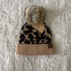 C.C Black and Brown Leopard Beanie